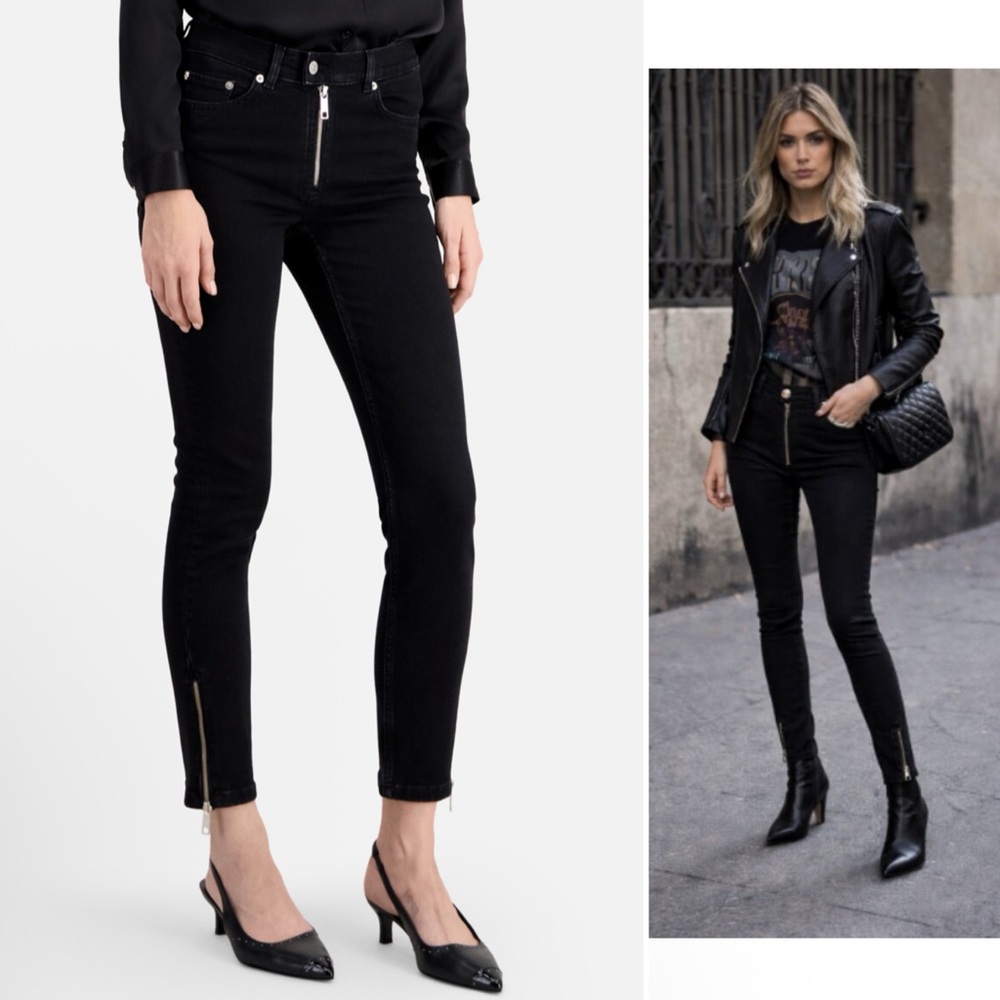 The Kooples Black Women's Slim Exposed Zipper Jeans. French size 34. NWT
